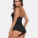 Satin Pajamas Set Lace Cami Shorts Set