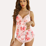 Satin Pajamas Set Lace Cami Shorts Set