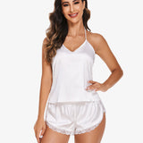 Satin Pajama Set Cami Lace Sleepwear