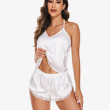Satin Pajama Set Cami Lace Sleepwear