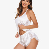 Satin Pajama Set Cami Lace Sleepwear
