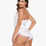 Satin Pajama Set Cami Lace Sleepwear