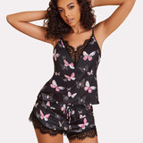 Lace Trim Short Pajama Set