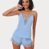 Lace Trim Short Pajama Set