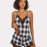 Lace Trim Short Pajama Set