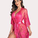 2 Piece Set Lace Robe with Teddy