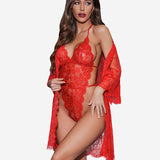 2 Piece Set Lace Robe with Teddy