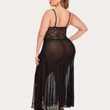 Plus Size Floral Side Slits Nightdress
