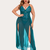 Plus Size Floral Side Slits Nightdress