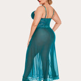 Plus Size Floral Side Slits Nightdress