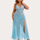 Plus Size Floral Side Slits Nightdress