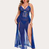 Plus Size Floral Side Slits Nightdress