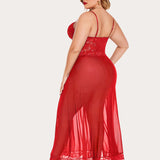 Plus Size Floral Side Slits Nightdress