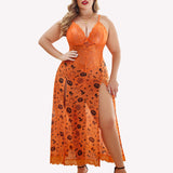 Plus Size Floral Side Slits Nightdress