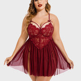 Plus Size V Neck Mesh Side Slit Babydolls