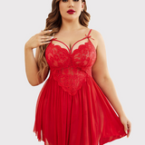 Plus Size V Neck Mesh Side Slit Babydolls