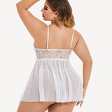 Plus Size V Neck Mesh Side Slit Babydolls