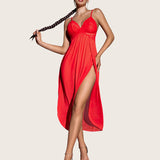 Mesh Nightdress Strappy Exotic Side Slits Sleepwear
