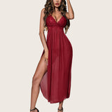 Mesh Nightdress Strappy Exotic Side Slits Sleepwear