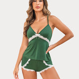 Cami Set Lace Trim Short Pjs Sets