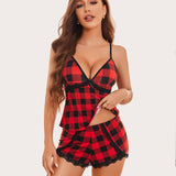 Cami Set Lace Trim Short Pjs Sets