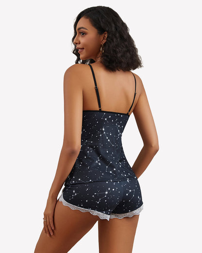 Cami Set Lace Trim Short Pjs Sets