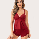Cami Set Lace Trim Short Pjs Sets