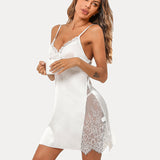 Satin Nightgown V Neck Lace Chemise