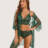 3 Piece Bra and Panty Sets with Robe