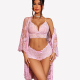 3 Piece Bra and Panty Sets with Robe