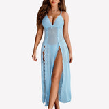 Lace Mesh Side Split Nightgowns