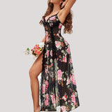 Lace Mesh Side Split Nightgowns