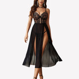 Lace Mesh Side Split Nightgown