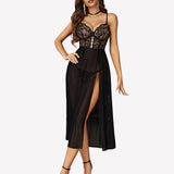 Lace Mesh Side Split Nightgown