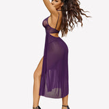 Lace Mesh Side Split Nightgown