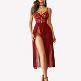Lace Mesh Side Split Nightgown