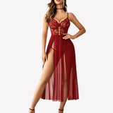 Lace Mesh Side Split Nightgown