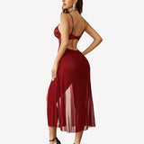 Lace Mesh Side Split Nightgown