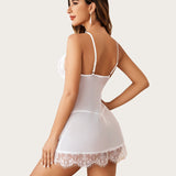 3 Piece Sets Mesh Robe with Lace Dress