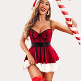 Christmas Santa Lace Halter Babydoll