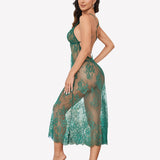 Floral Lace Halter Lingerie Dress