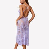 Floral Lace Halter Lingerie Dress
