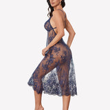 Floral Lace Halter Lingerie Dress
