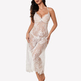 Floral Lace Halter Lingerie Dress
