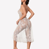 Floral Lace Halter Lingerie Dress