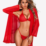 3 Piece Set Kimono Robe with Bra and Panty