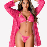 3 Piece Set Kimono Robe with Bra and Panty