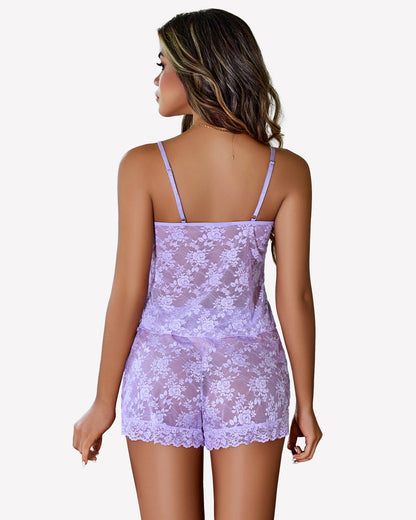 Sheer Pajama Set Floral Lace Set