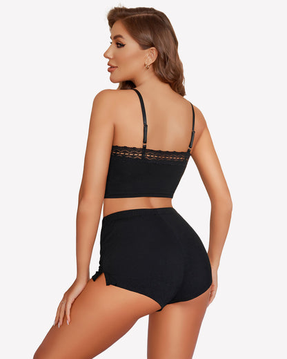 Pajama Sets Lace Trim Short PJ Set