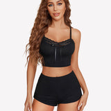 Pajama Sets Lace Trim Short PJ Set